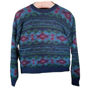 Atlantic Traders Mens Sweater Vintage 90s Geometric Pullover Crewneck Size XL